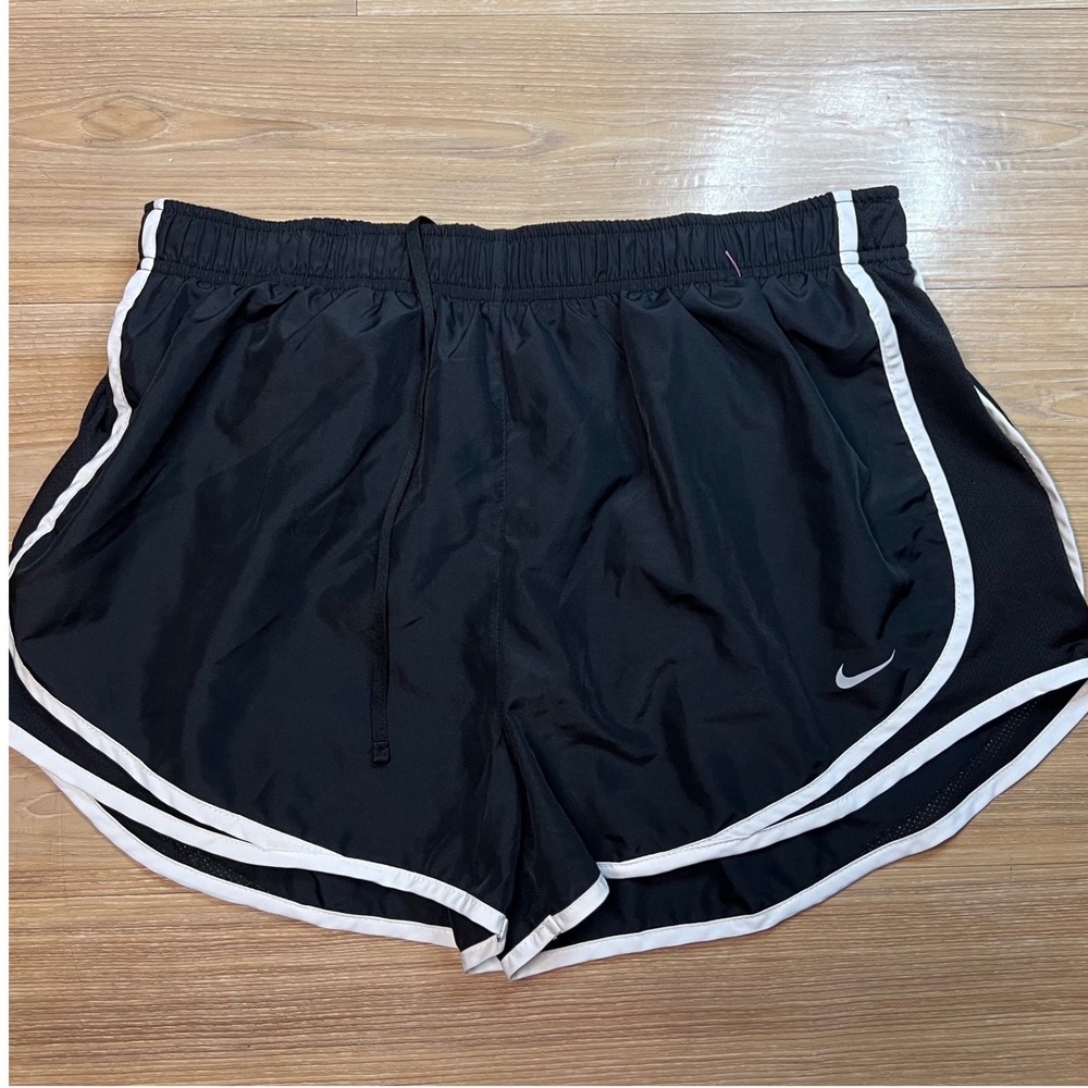 Nike Womens Dri-FIT Running Shorts Mesh Contrast Trim Black XL